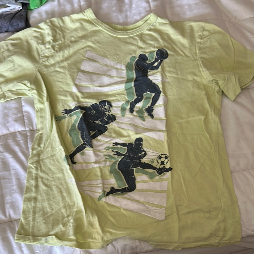 Lime Green Graphic T-Shirt with Sports Design